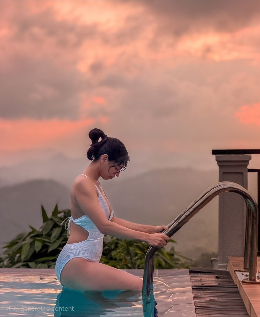 Misty Hills Villa - Pool at Sunset